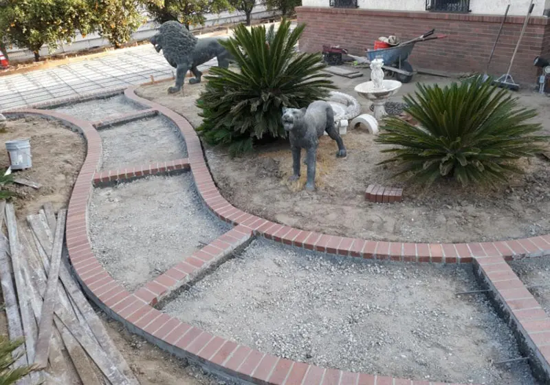 Custom Concrete and Brick Sidewalk, Orange CA