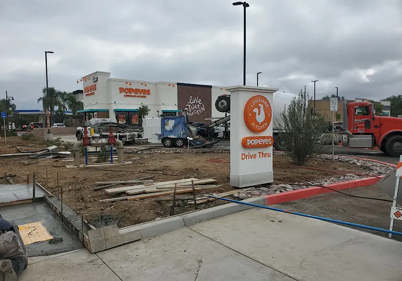 Concrete Drive Thru for Popeyes in Menifee