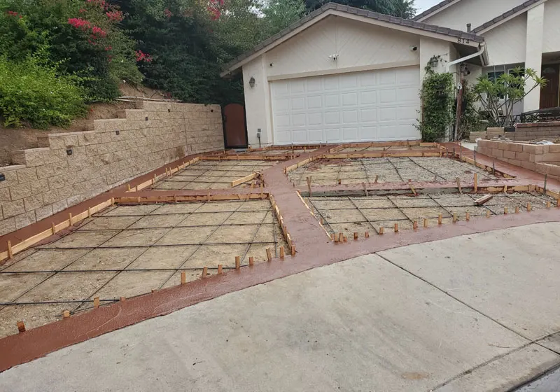 Concrete Driveway with Decorative Colored Bands, Brea CA