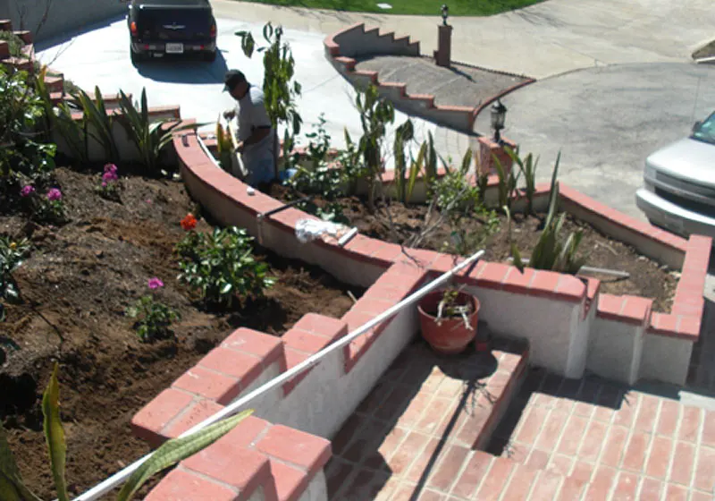 Block Wall With Brick Tops, Yorba Linda, CA