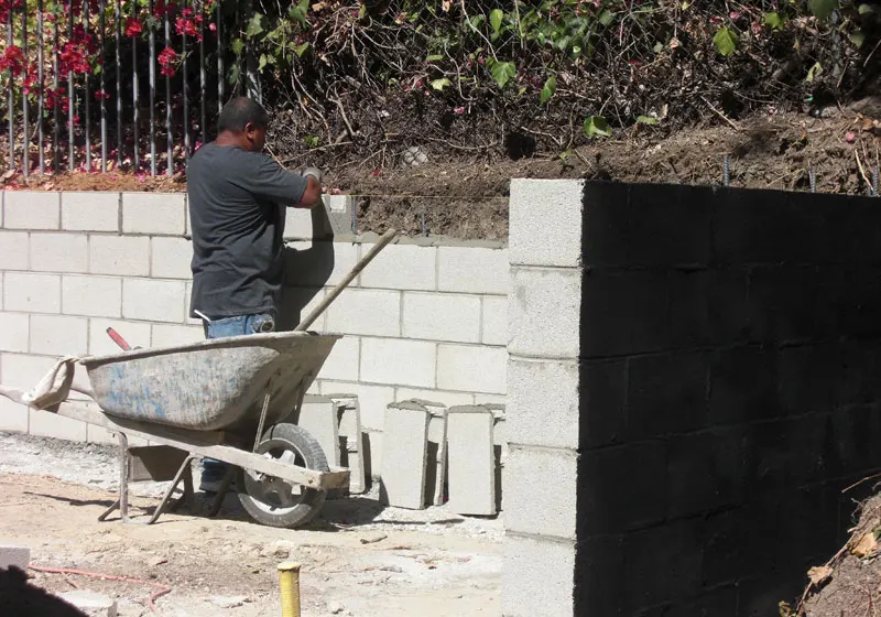 Cement block wall in Fullerton, CA