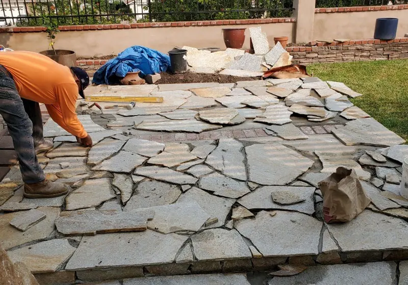 Natural stone patio in Anaheim Hills, CA