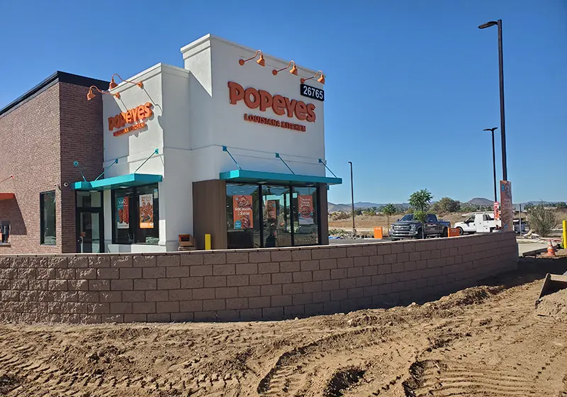 Block wall for Popeyes drive thru